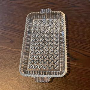 Vintage glass, Crystal dish handles tray